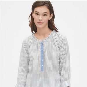 Dreamwell stripe ruffle collar pajama set